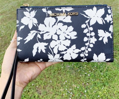 michael kors blue floral wallet|Michael Kors navy blue wallet.